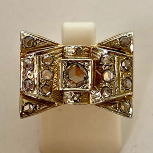 Buttefly 18K White & Yellow Gold Vintage Ring