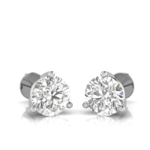 BD Signature 3-prong diamond earring settings in 18k gold / platinum
