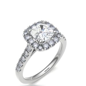 Royal Halo Ring For Cushion Shaped Diamonds 18k Gold / Platinum