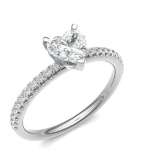 Classic Pave Ring For Heart Shaped Diamonds 18k Gold / Platinum