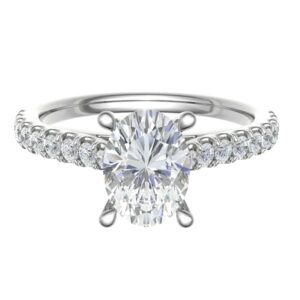 Classic Pave Ring For Oval Shaped Diamonds 18k Gold / Platinum