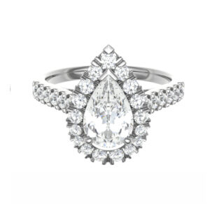 Royal Halo Ring For Pear Shaped Diamonds 18k Gold / Platinum