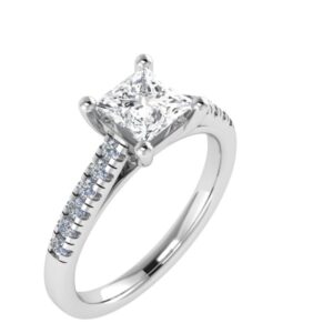 Classic Pave Ring For Princess Diamonds