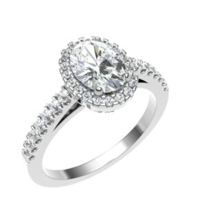 Royal Halo Ring For Oval Shaped Diamonds 18k Gold / Platinum